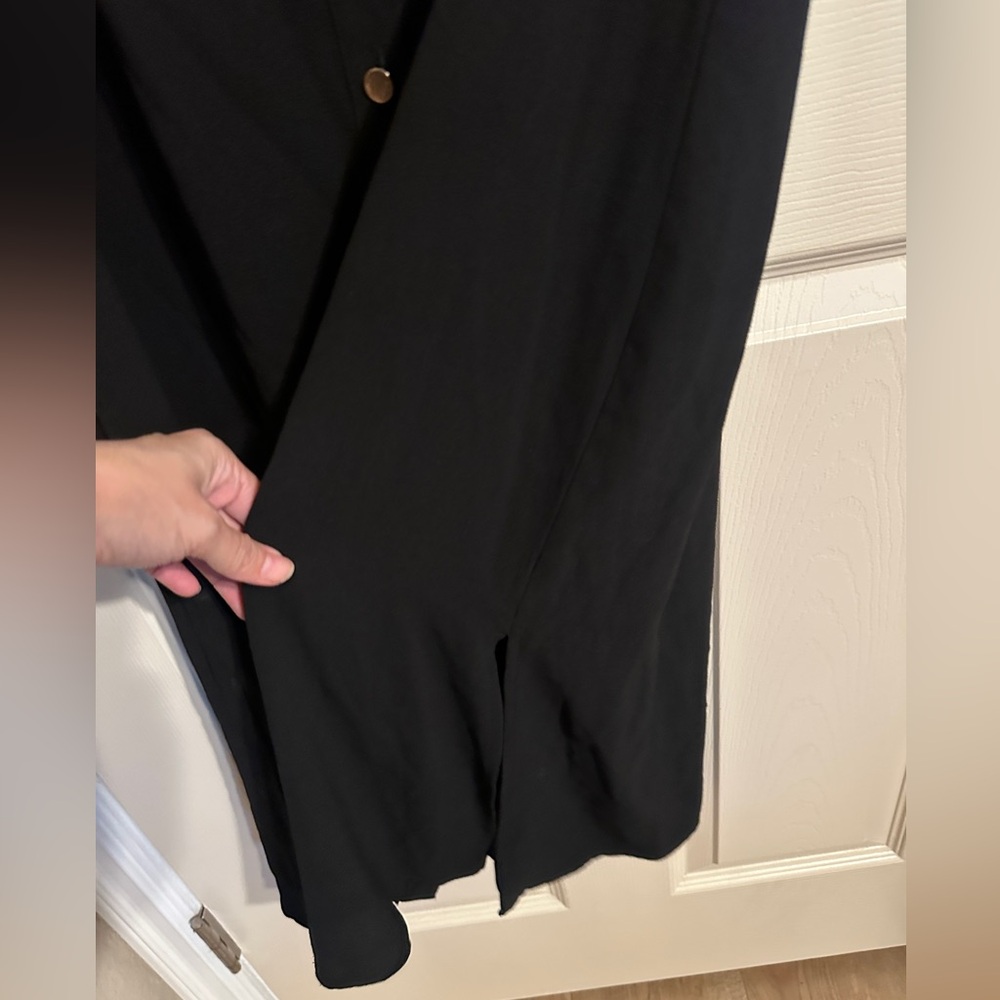 New York & Company Classic Button-Front Midi Shirt Dress w Buckle Waist, Black M - Picture 10 of 14